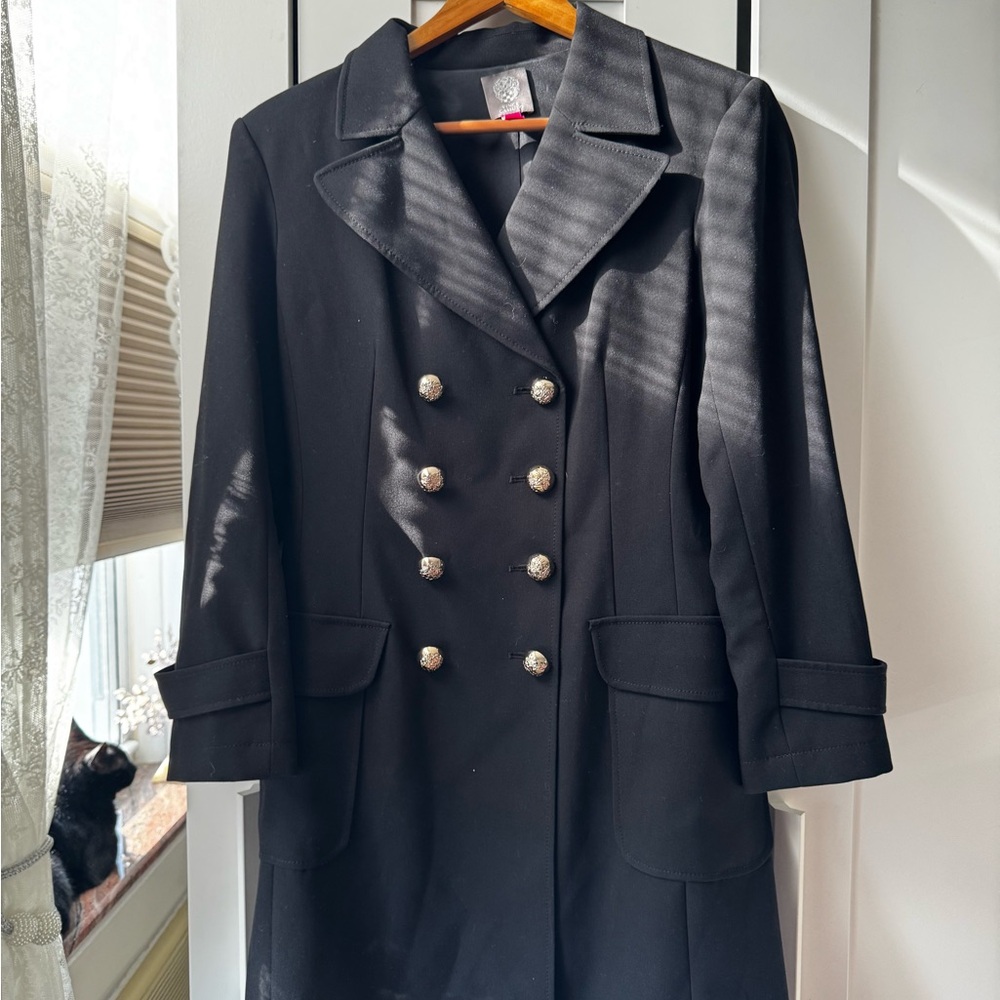 Elegant Black Double-Breasted Trench Coat